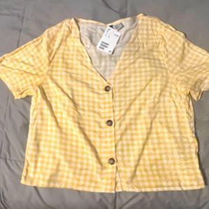 Yellow Plaid Button Up T-shirt